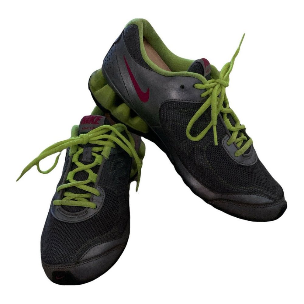 Nike Womens Reax Run 7 525755-001 Gray Yellow Running Shoes Lace Up Size 9